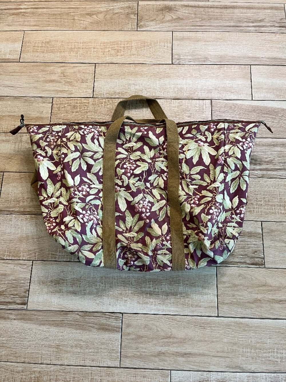 Laura Ashley Purple Floral Printed Canvas Tote Duffel Bag